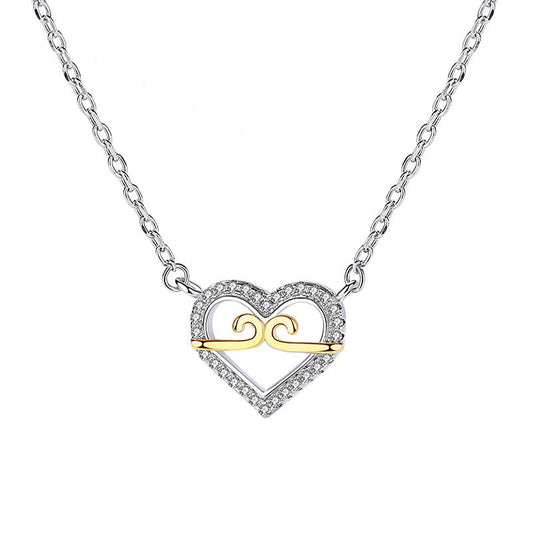 diamond heart necklac silver