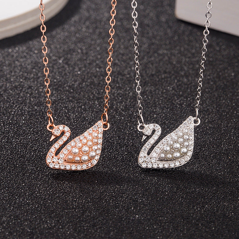 swarovski pearl swan necklace