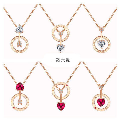 S925 Sterling Silver Cupid's Arrow Pendant Necklace (6-Way Style)