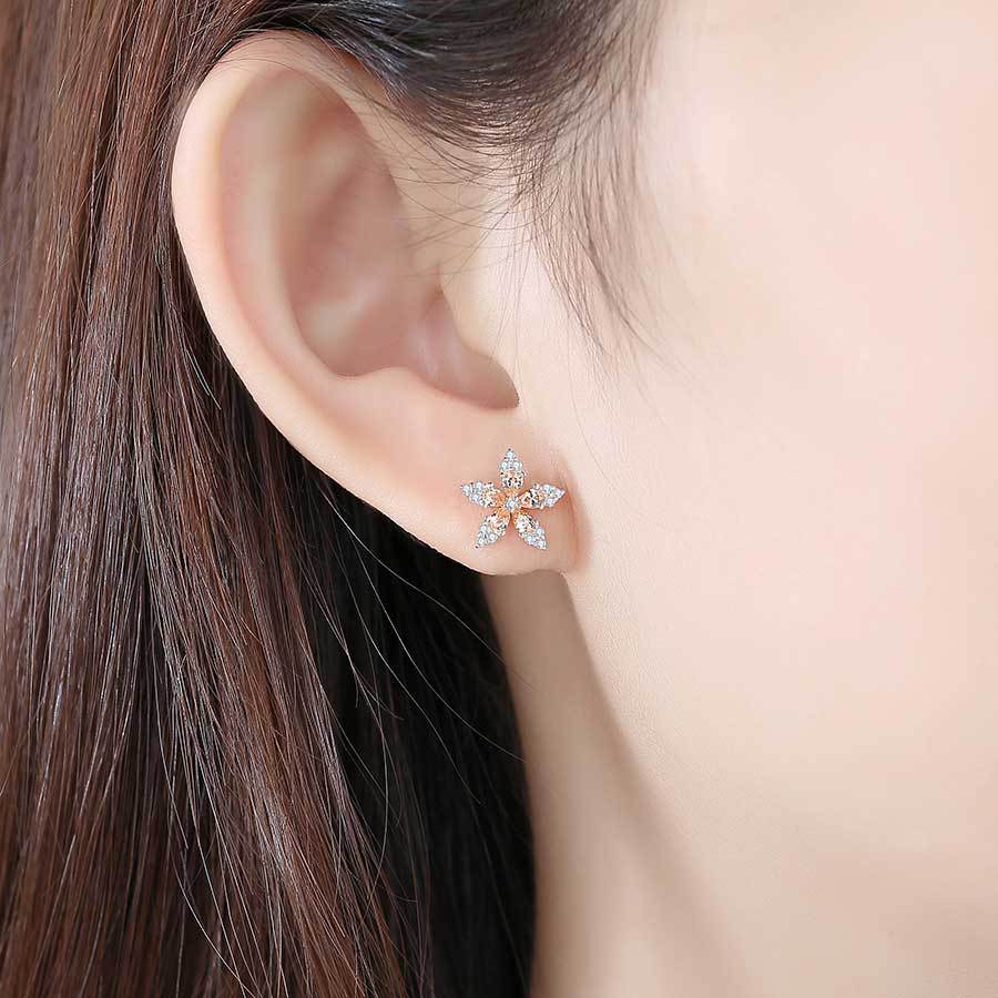 diamond flower earrings studs