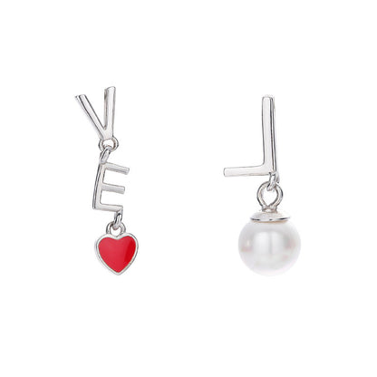 sterling silver pearl and heart stud