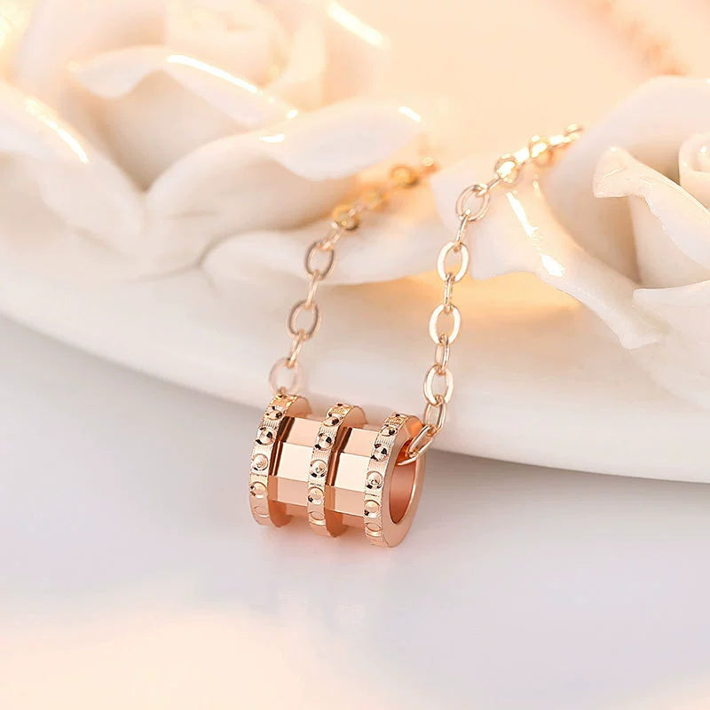 S925 Sterling Silver Lucky Cylindrical Pendant Necklace Women