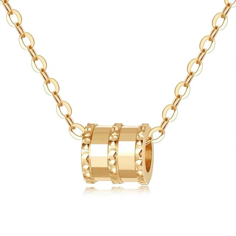 S925 Sterling Silver Lucky Cylindrical Pendant Necklace Women