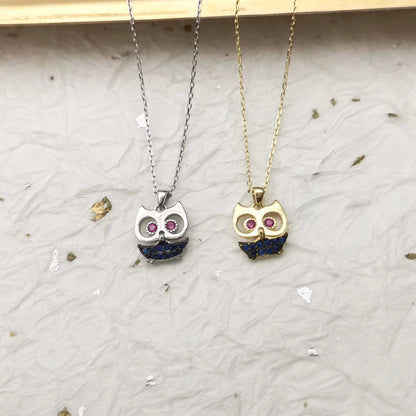 Diamond owl necklace