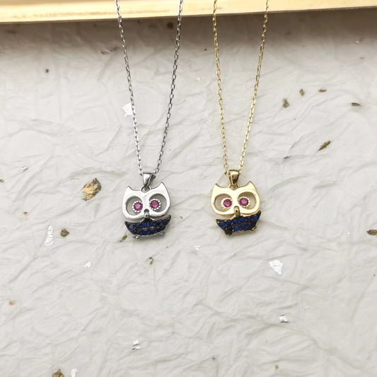 Diamond owl necklace