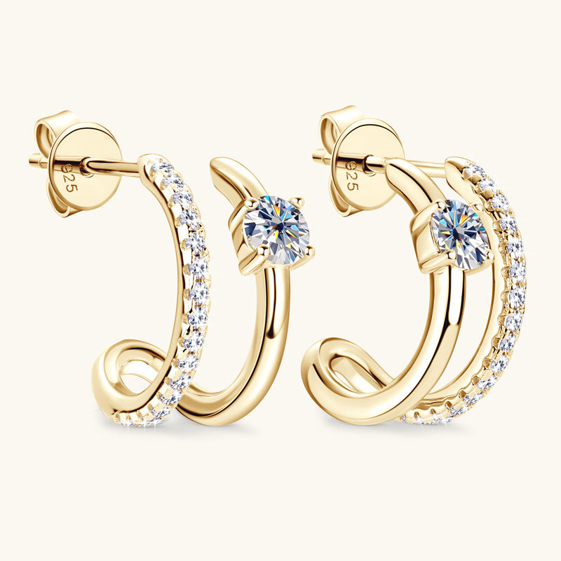 VVS1 Clarity Moissanite Crossover Hoop Earrings

