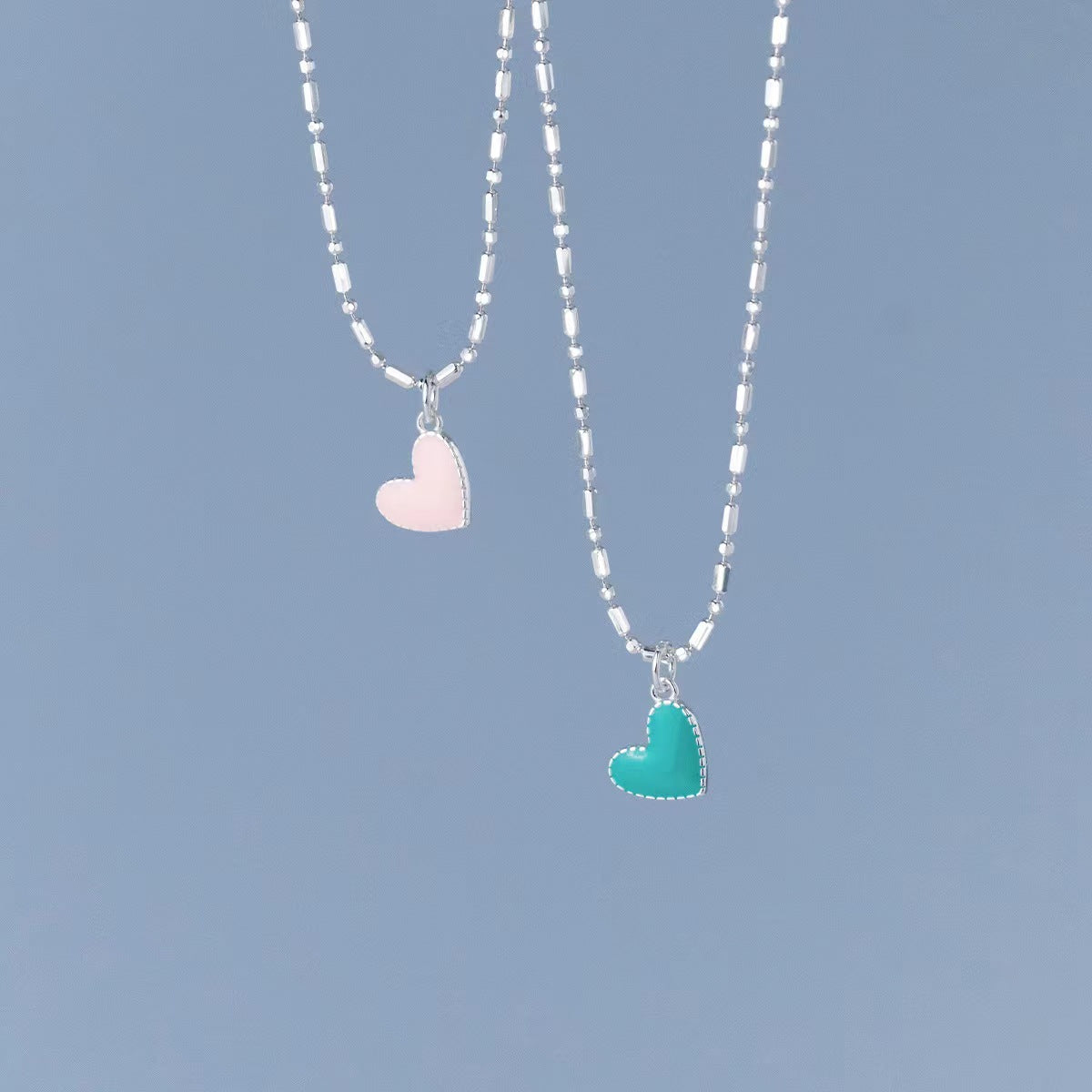 pink and green heart necklace