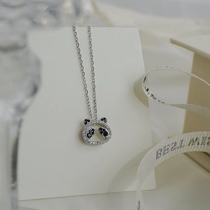 diamond panda necklace with earring stud for women