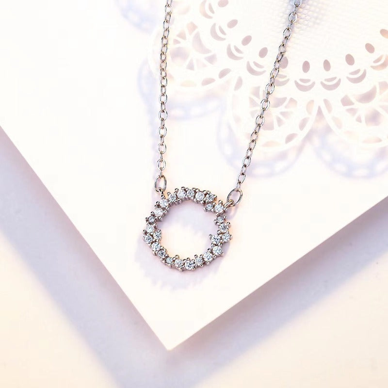 diamante circle necklace