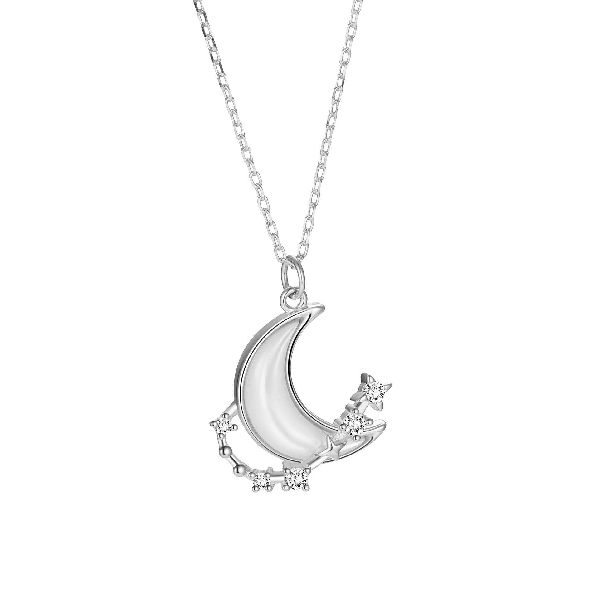 moon star necklace silver