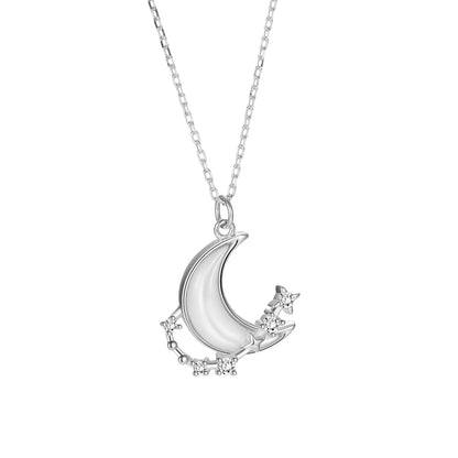 moon star necklace silver