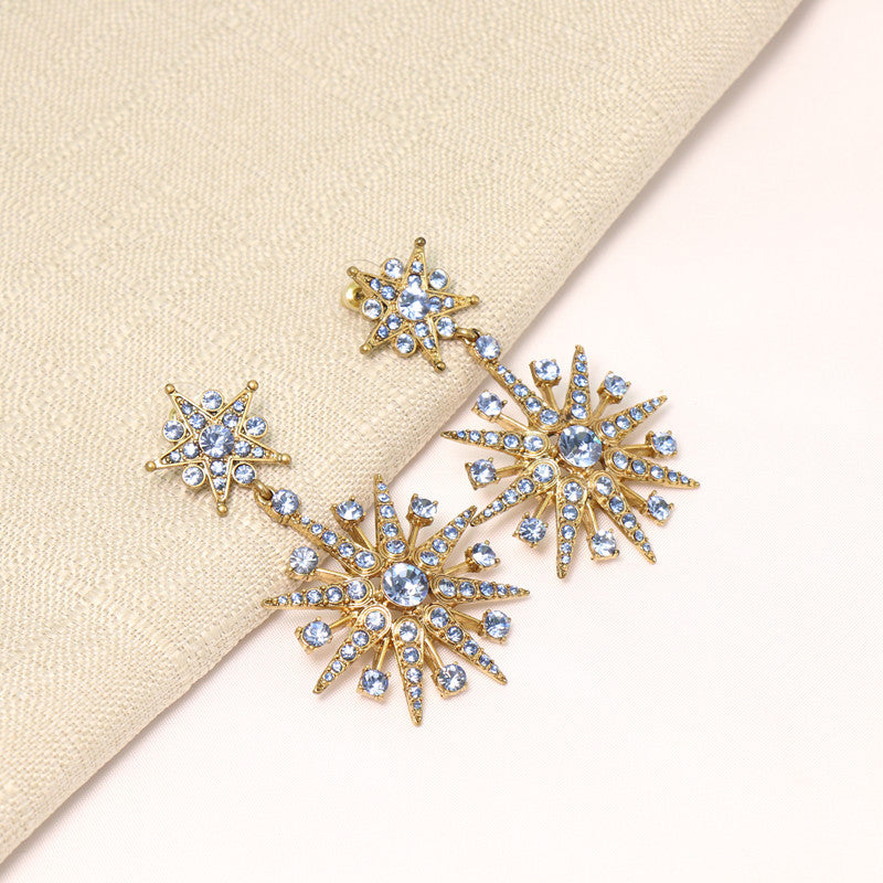 Oscar de la Renta Vintage Full-Crystal Eight-Pointed Star Stud Earrings