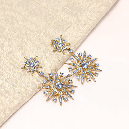 Oscar de la Renta Vintage Full-Crystal Eight-Pointed Star Stud Earrings