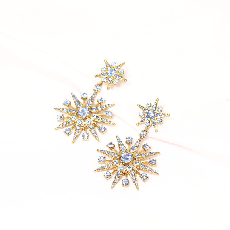 Oscar de la Renta Vintage Full-Crystal Eight-Pointed Star Stud Earrings