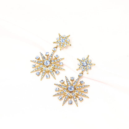 Oscar de la Renta Vintage Full-Crystal Eight-Pointed Star Stud Earrings