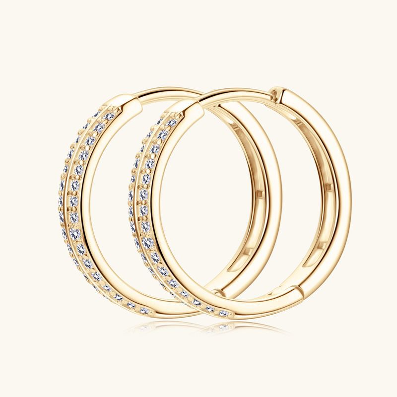VVS1 Clarity Moissanite Yellow Gold Hoops

