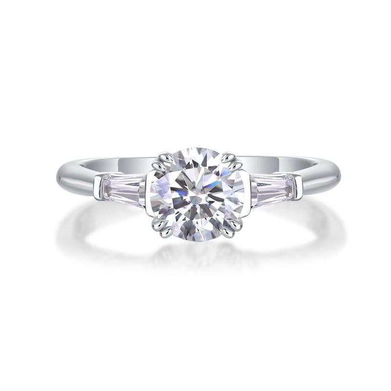 Three Stone Moissanite Engagement Ring (S925 Silver)

