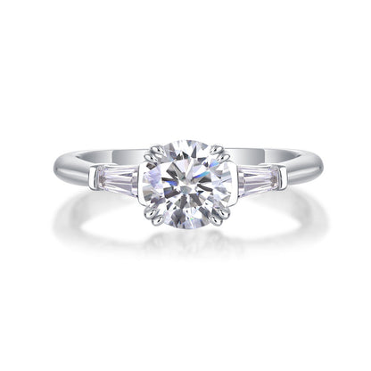 Three Stone Moissanite Engagement Ring (S925 Silver)

