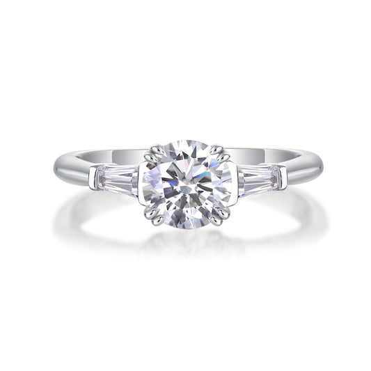Three Stone Moissanite Engagement Ring (S925 Silver)

