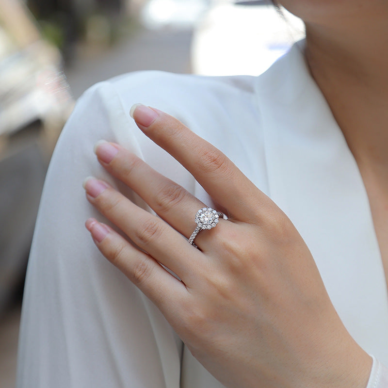 Sparkling Moissanite and CZ Cluster Ring

