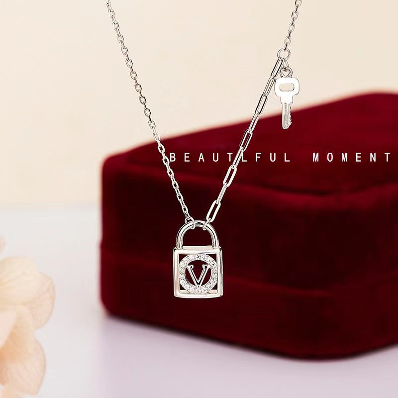 lock with key necklace for women