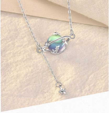 925 sterling silver moonstone planet necklace star pendant women