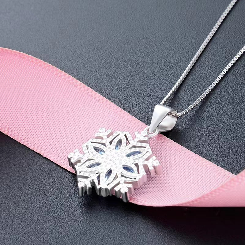 blue diamond snowflake necklace backside