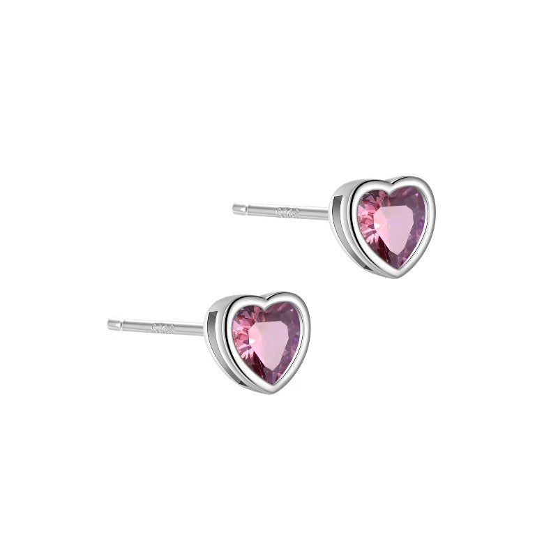 purple heart diamond stud earrings 