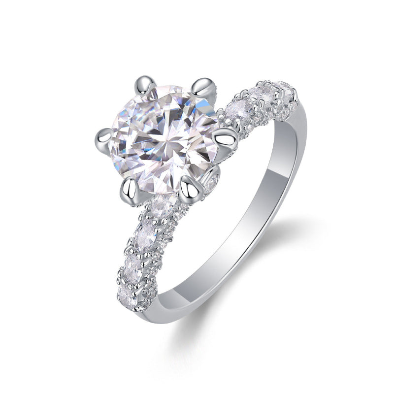 Six-Prong Round Moissanite Pave Band


