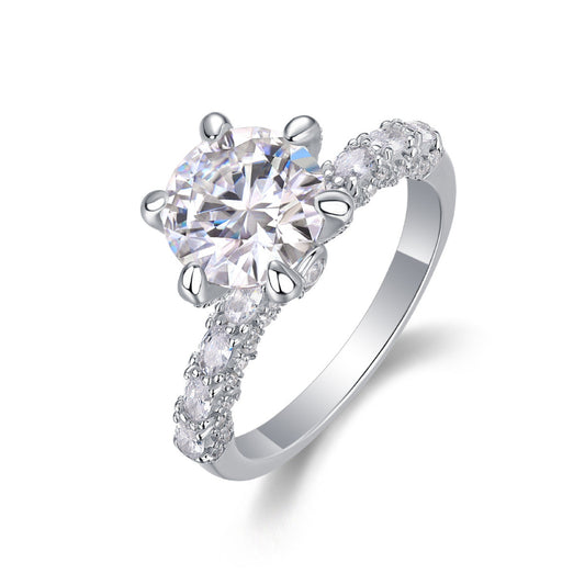 Six-Prong Round Moissanite Pave Band

