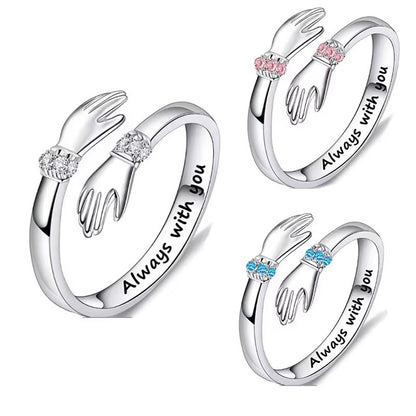 S925 Sterling Silver Letters Hug Ring Adjustable