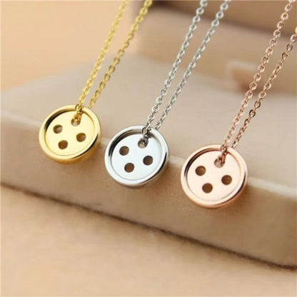 silver button pendant necklace