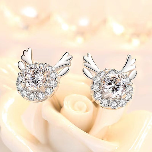 diamond antler stud earrings