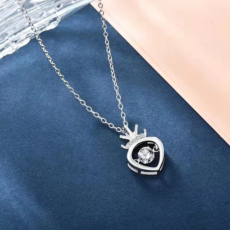 silver crown dance diamond necklace