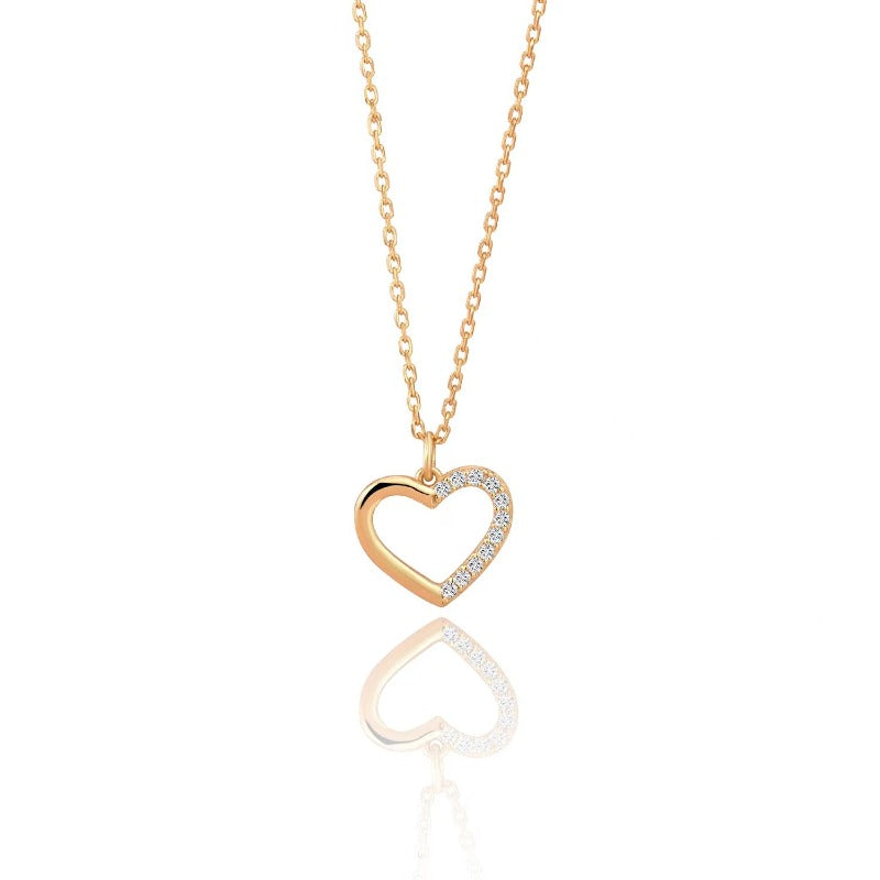silver heart necklace with diamond
