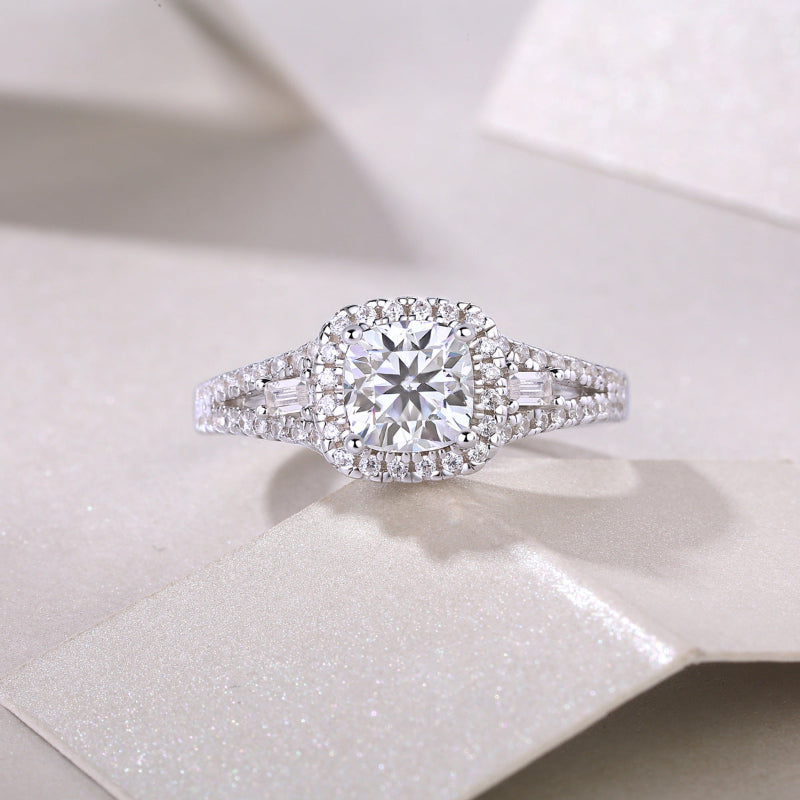 0.82cm Wide Moissanite Halo Ring

