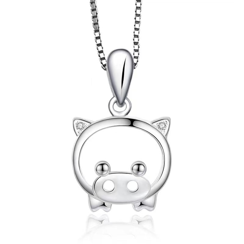 pig necklace silver