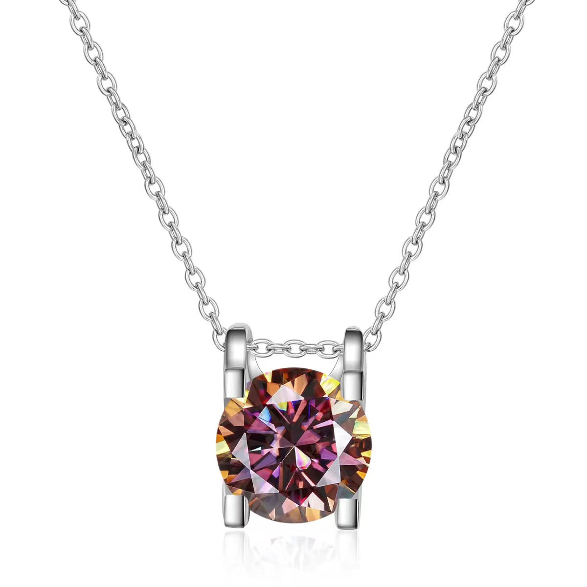 Dark Pink  Moissanite necklace for women