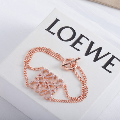 LOEWE Diamond Cutout Logo Metal Stud Earrings Bracelet Necklace