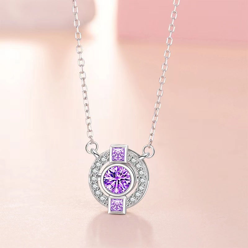 purple diamond circle necklace