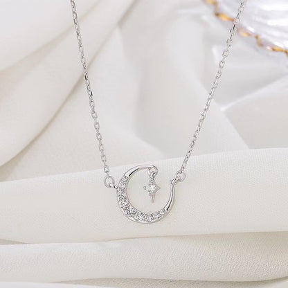 moon star necklace silver