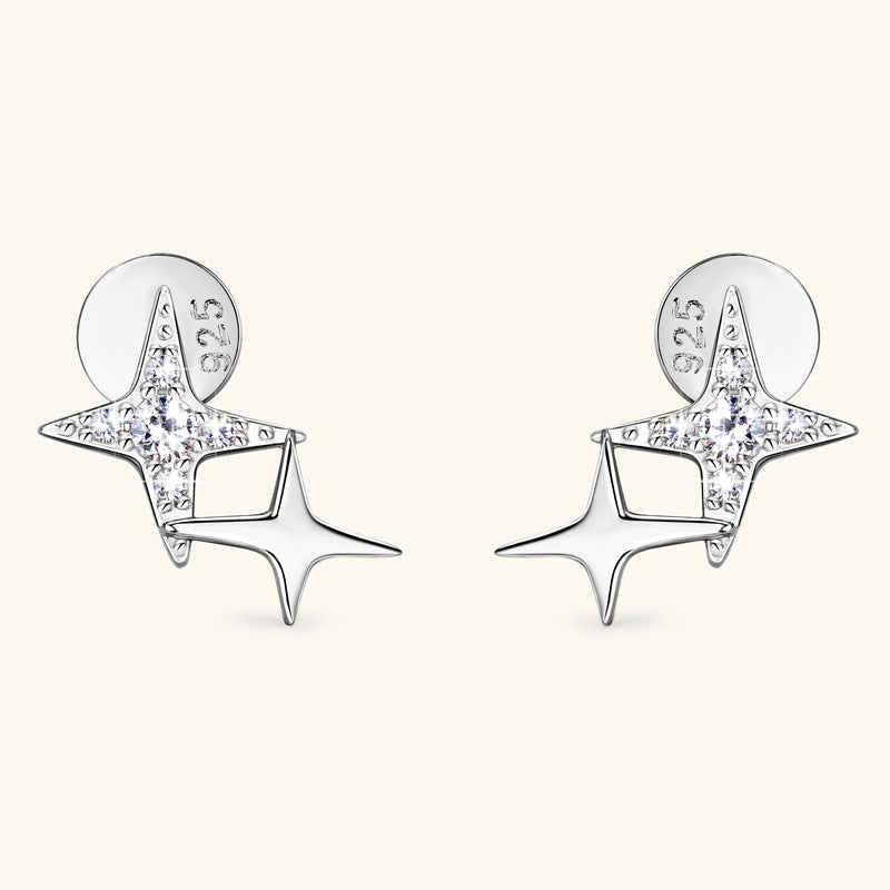 Elegant Gold Tone Moissanite Star Studs

