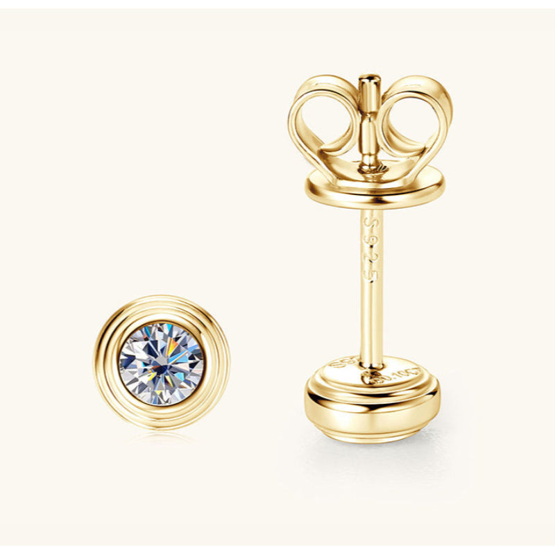 Sparkling Silver Moissanite Button Studs


