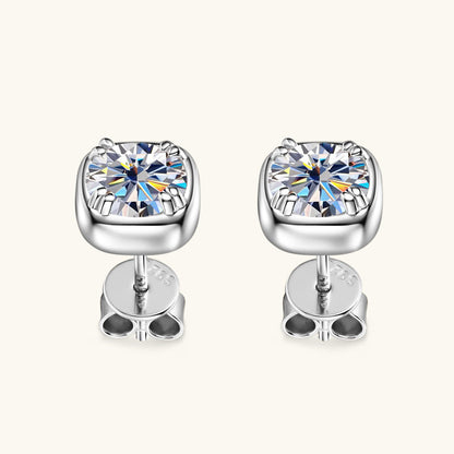 Cushion Cut Moissanite Solitaire Earrings

