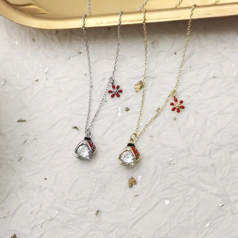 ladybug necklace silver