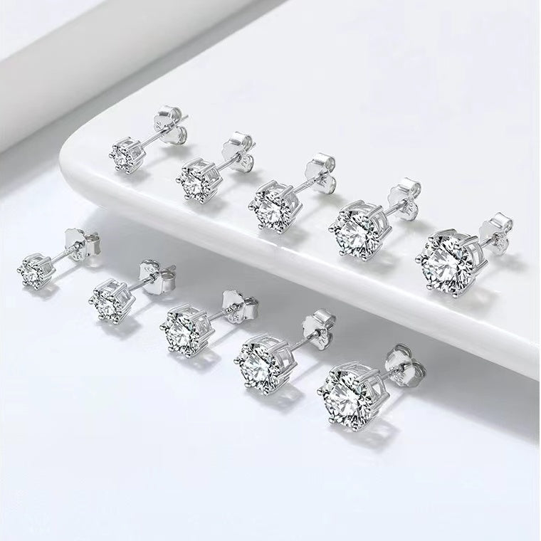 silver CZ earrings set