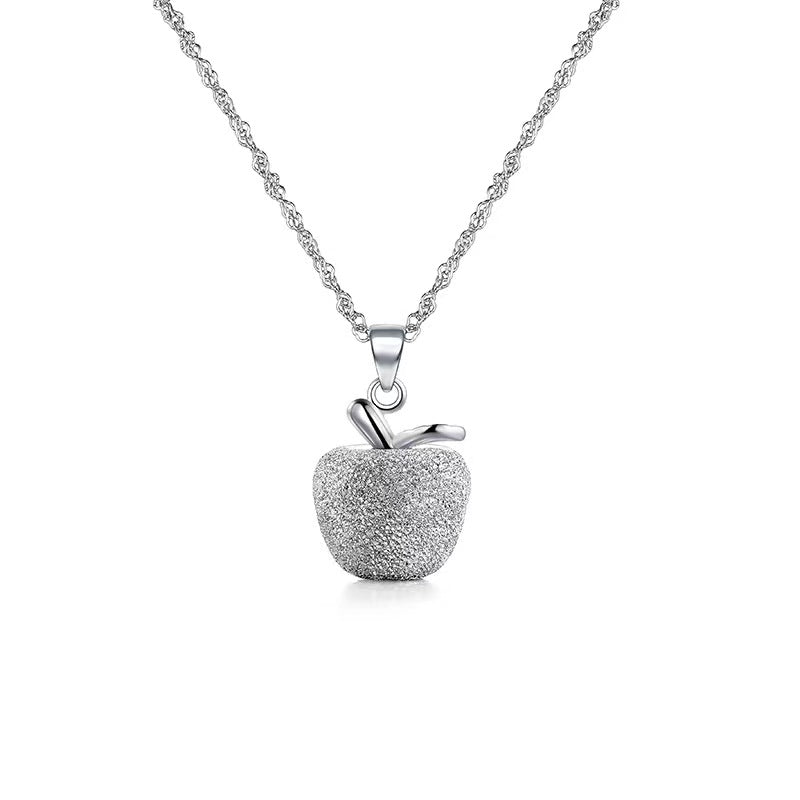 silver apple necklace for women