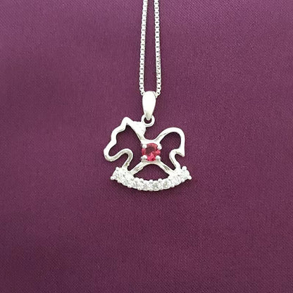 red diamond horse necklace silver