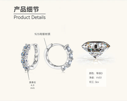 Stone Moissanite Hoop Earrings