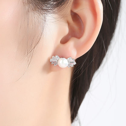 sterling silver pearl stud earrings